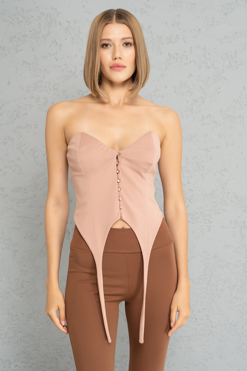 Wholesale Caramel Strap-Accent Tube Top