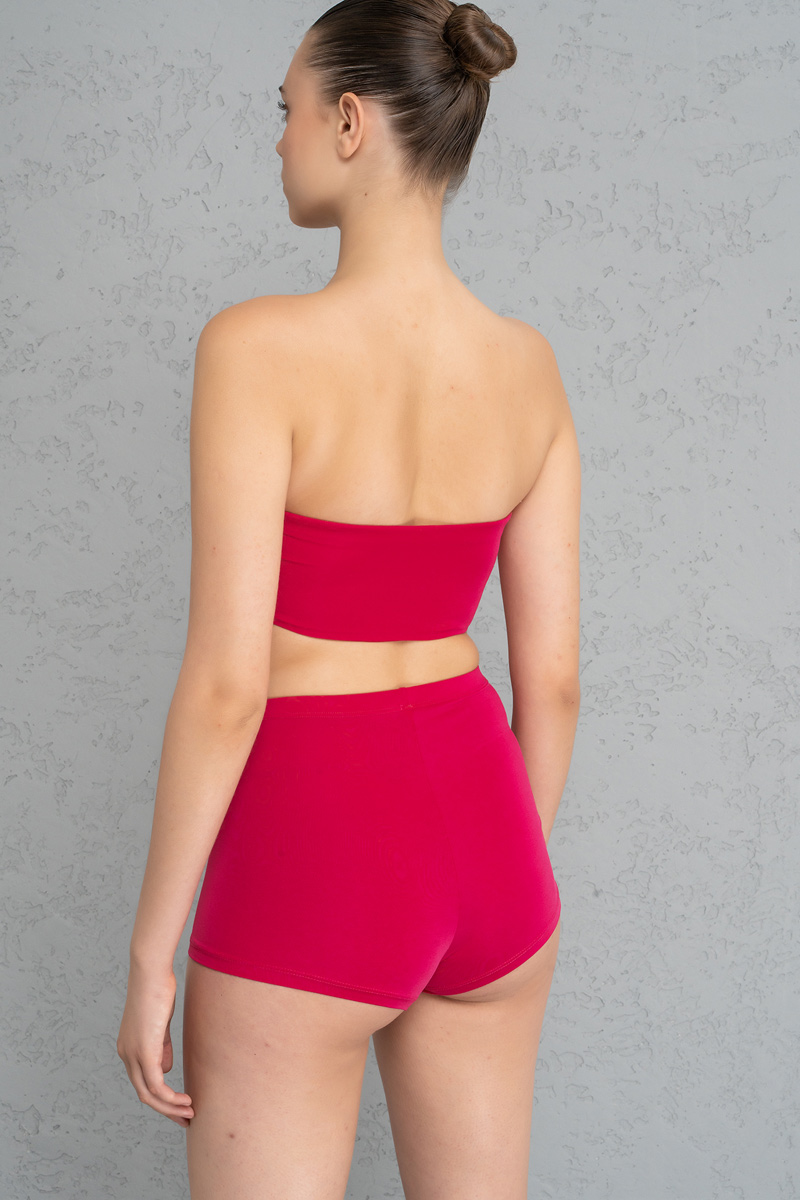 Basic Fuchsia Bandeau And Booty Shorts Set