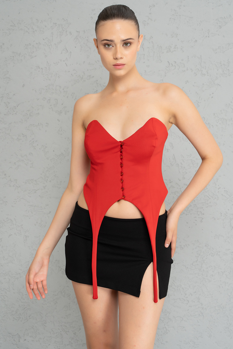 Wholesale Red Strap-Accent Tube Top