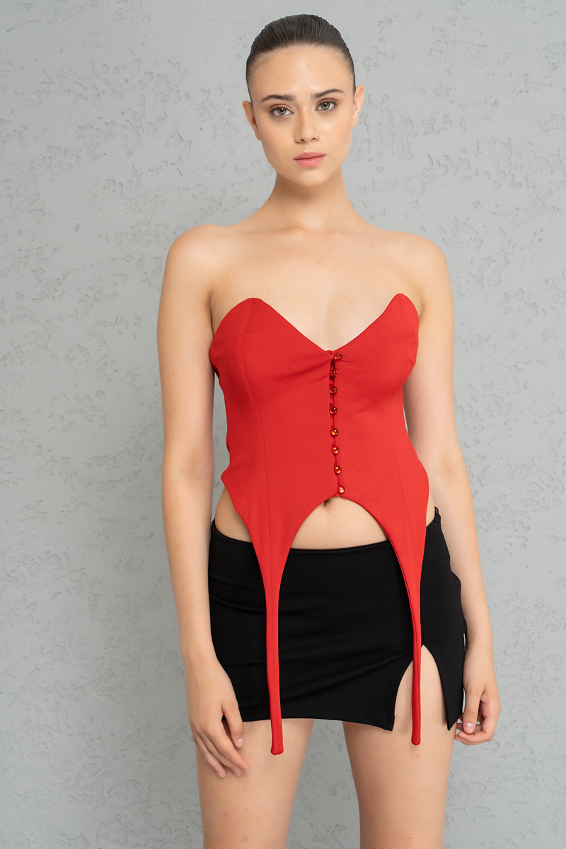 Red Strap-Accent Tube Top