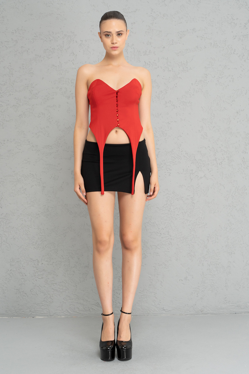 Red Strap-Accent Tube Top