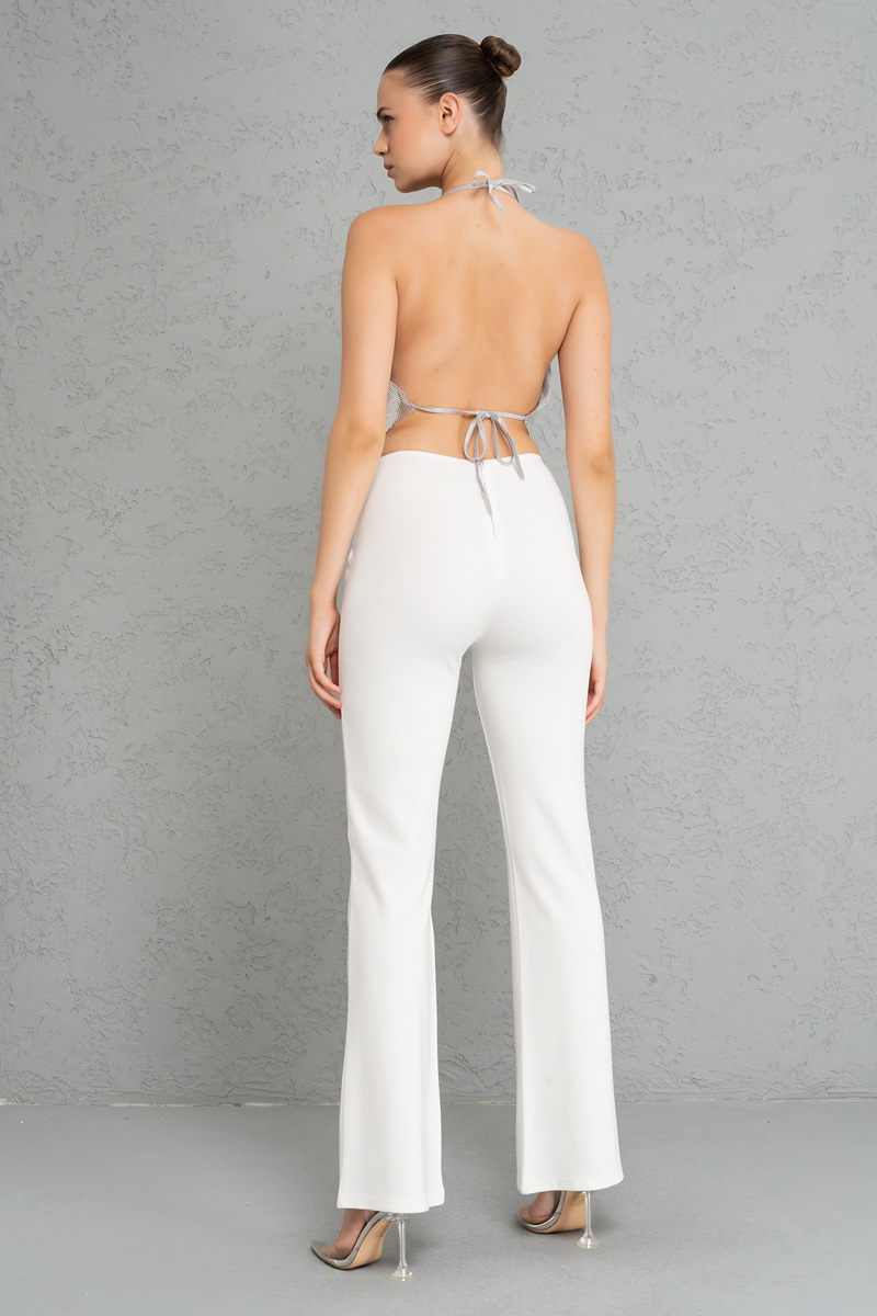 Wholesale Offwhite Cut Out Front Pants
