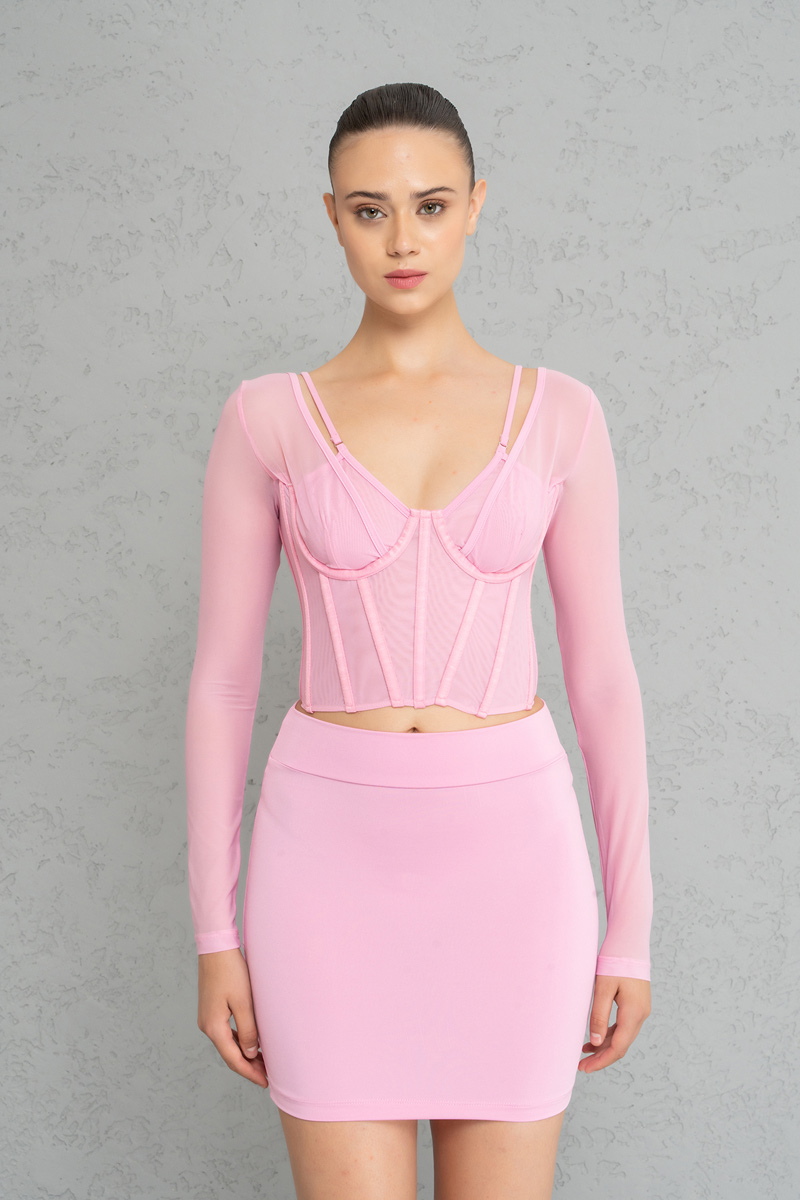 Wholesale New Pink Bodycon Mini Skirt