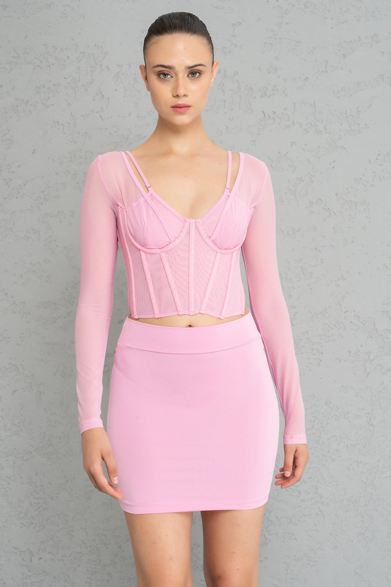 Wholesale New Pink Bodycon Mini Skirt