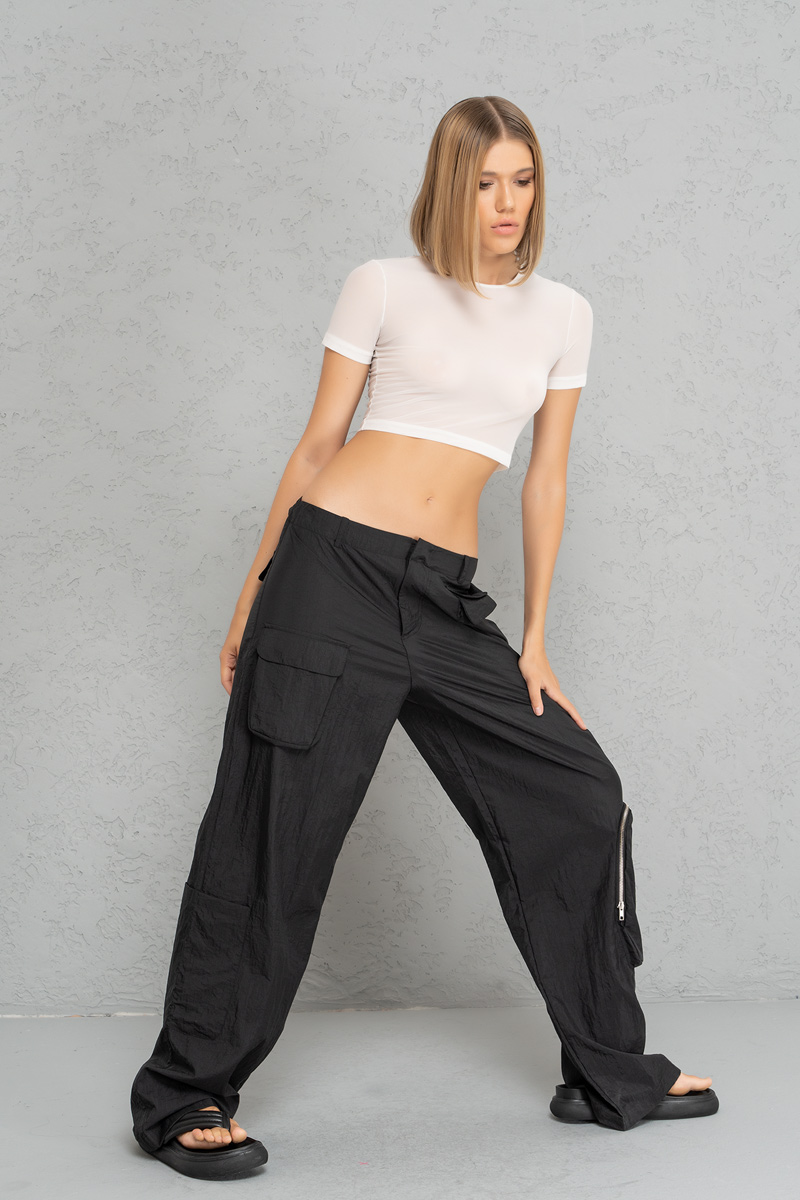 Wholesale Black Loose Pants with Pockets