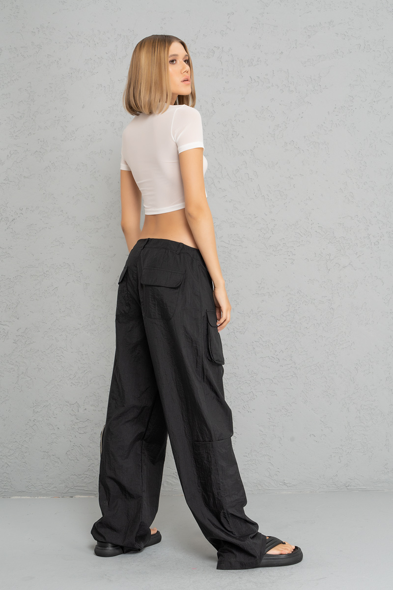 Black Loose Pants with Pockets