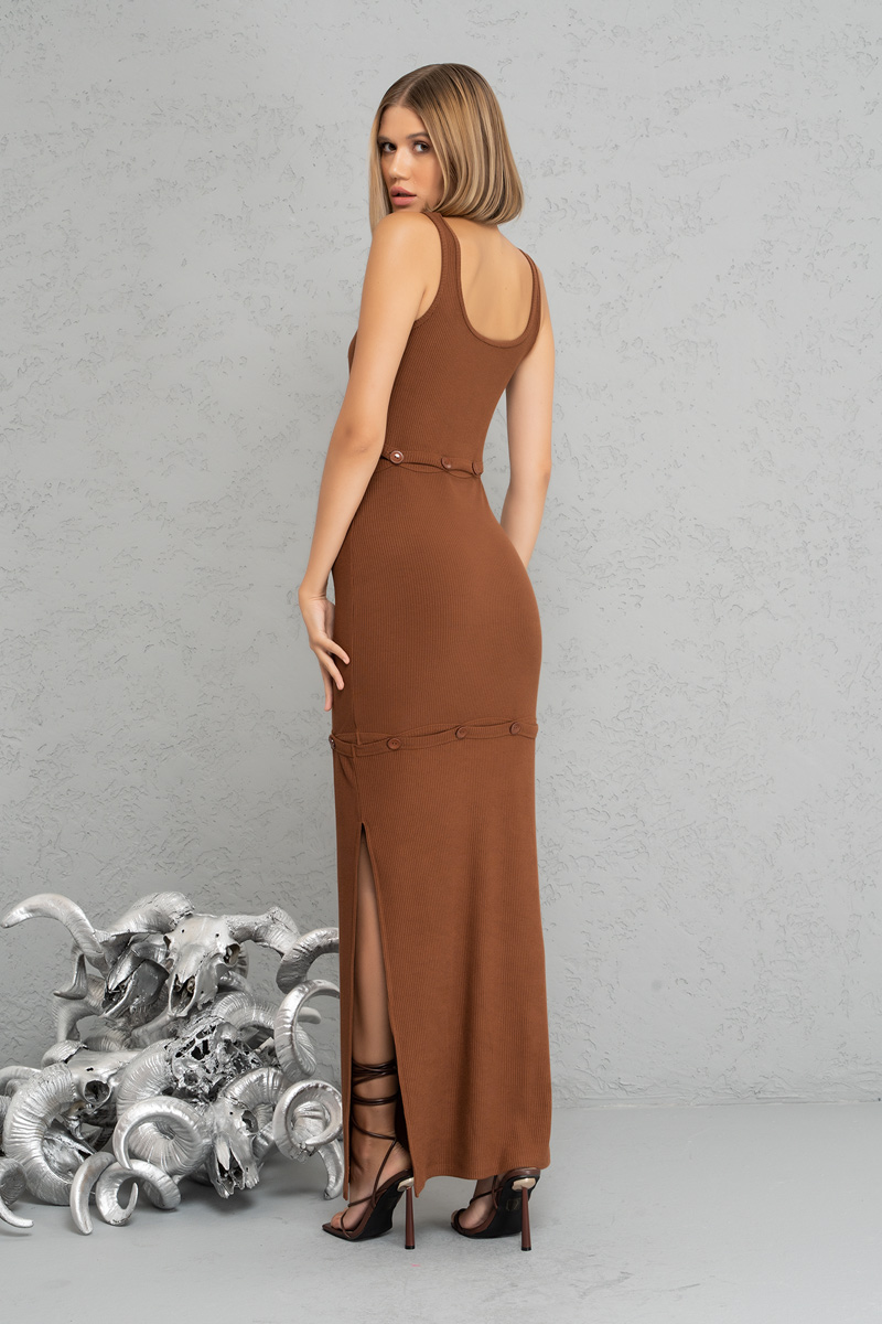 Taba Button-Accent Maxi Dress