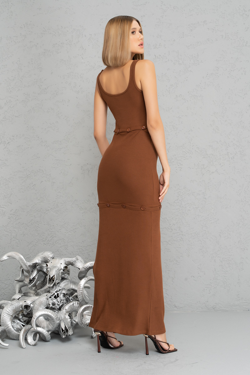 Taba Button-Accent Maxi Dress