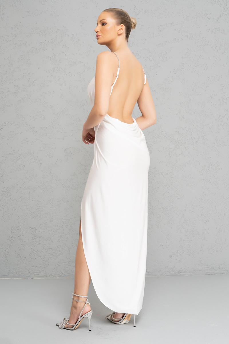 оптовая Offwhite Backless Wrap Maxi Dress