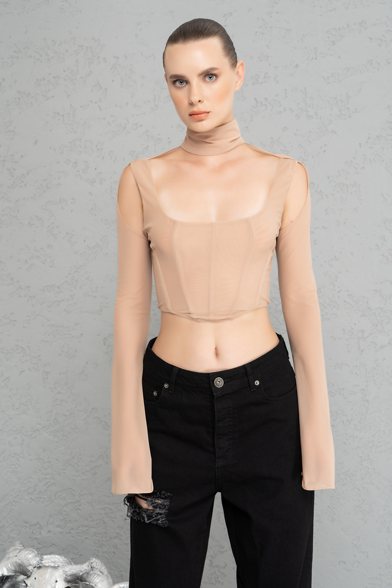 Sand Crop Mesh Top