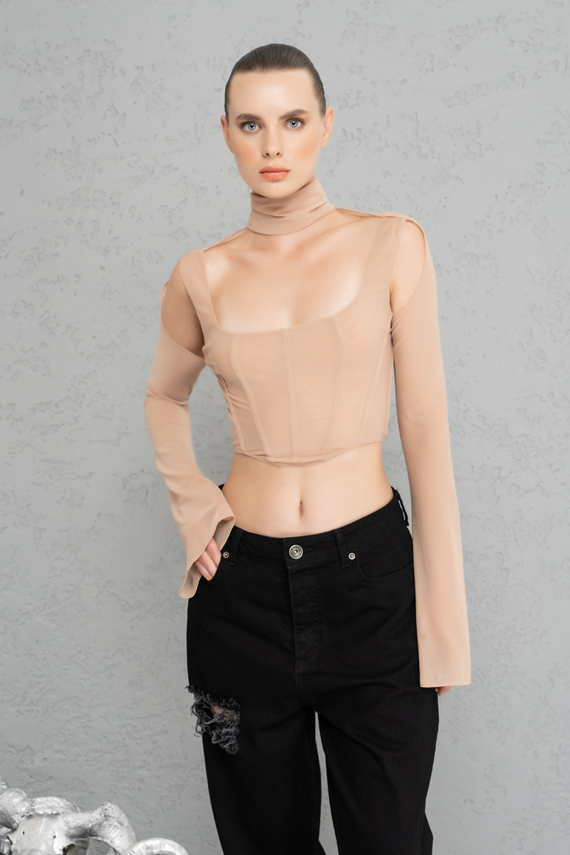 Sand Crop Mesh Top