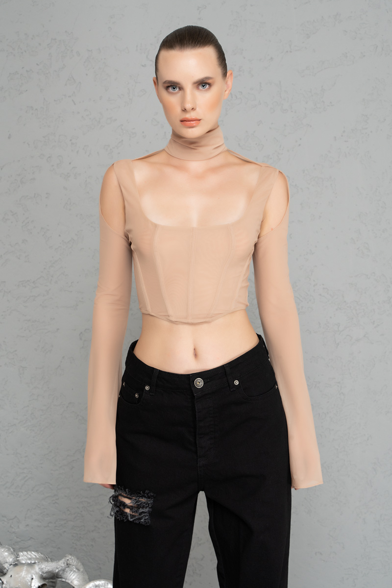 Sand Crop Mesh Top