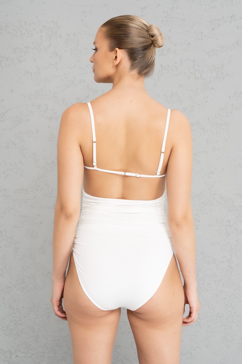 Wholesale Offwhite Shirred Cami Bodysuit