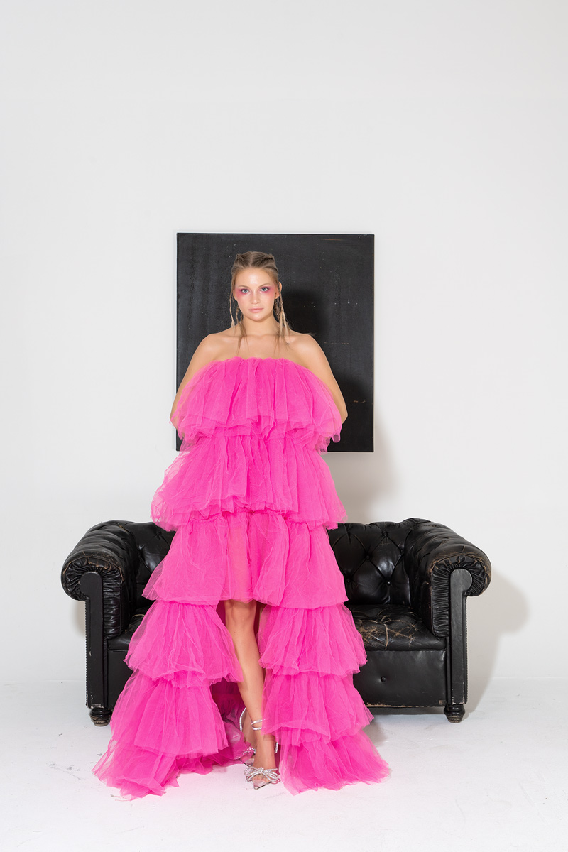 New Fuschia Ruffle Maxi Dress