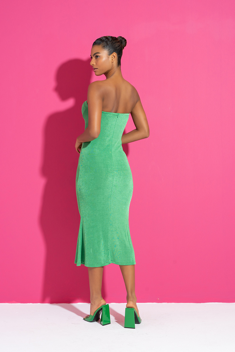 Kelly Green Tube Dress with Padded Cups