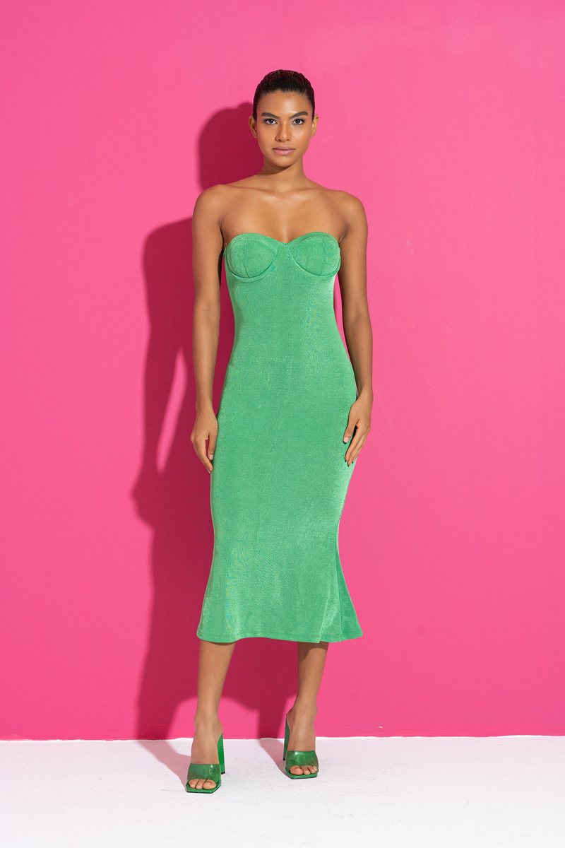 Kelly Green Tube Dress with Padded Cups