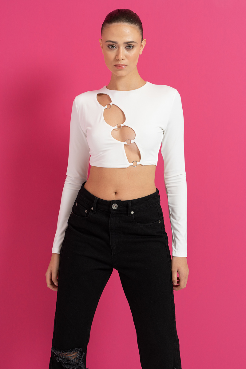 Wholesale Offwhite O-Ring Crop Top