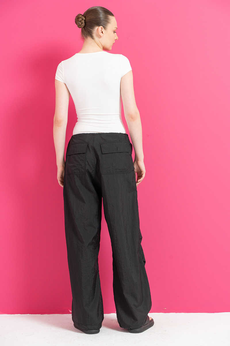 Wholesale Black Drawstring Loose-Fit Pants