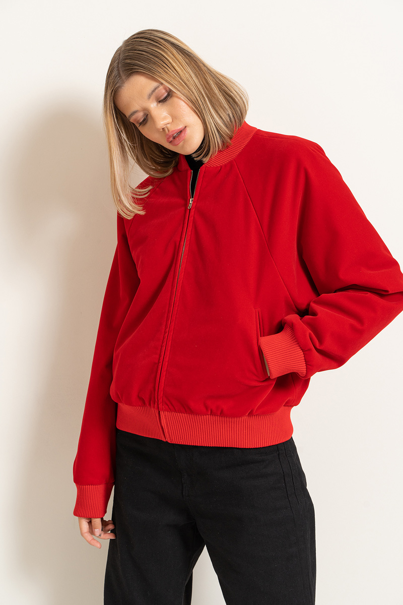 Wholesale Red Velvet Coat with Interior Lining