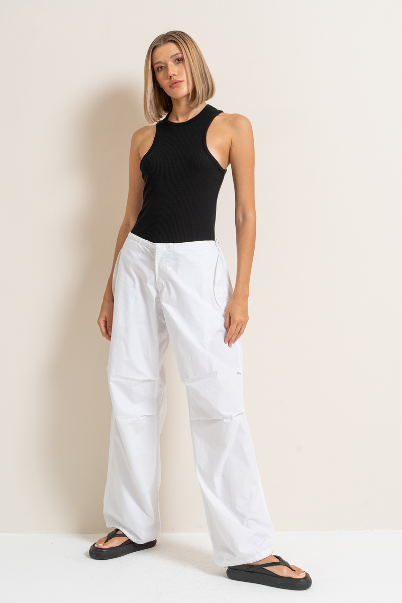 Wholesale White Waistband Pants with Cargo Pockets