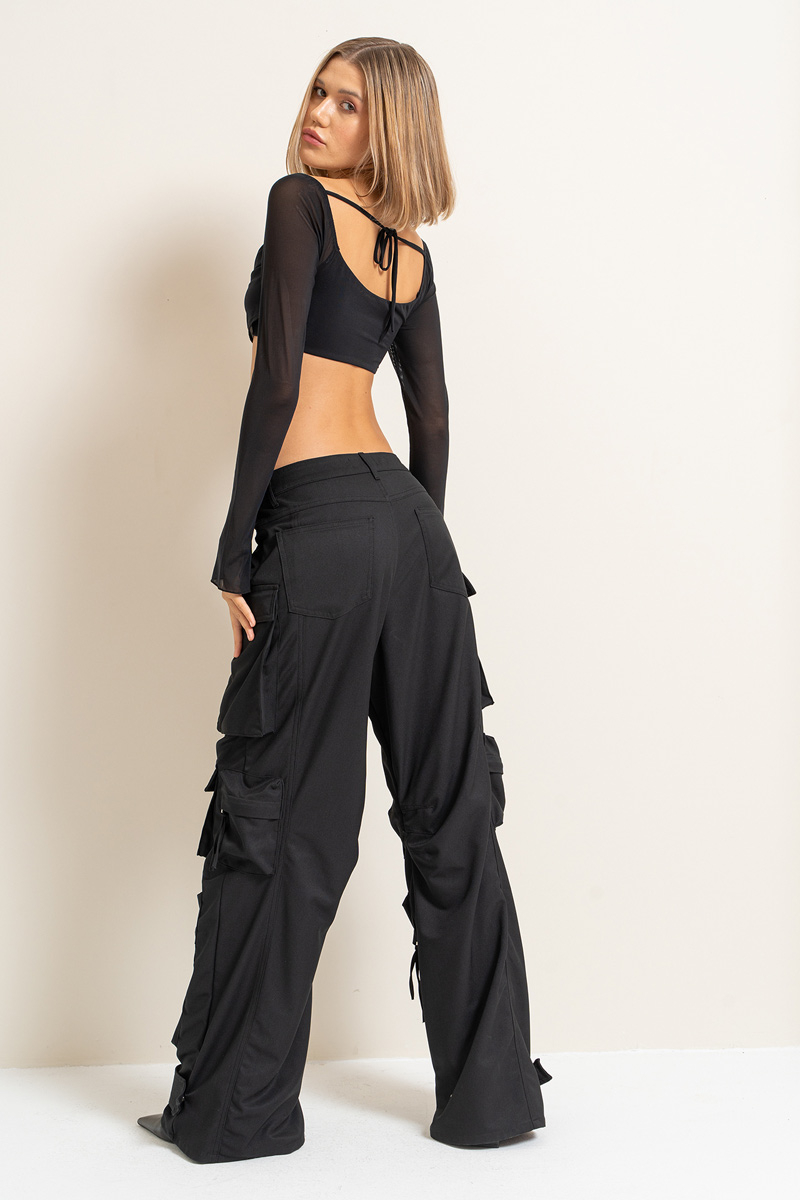 Wholesale Black Cargo Pants with Multi Pockets