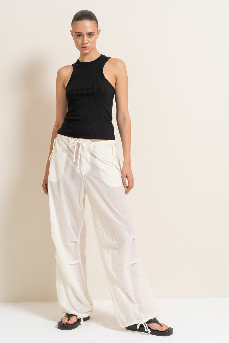 Wholesale Offwhite Drawstring Loose-Fit Pants