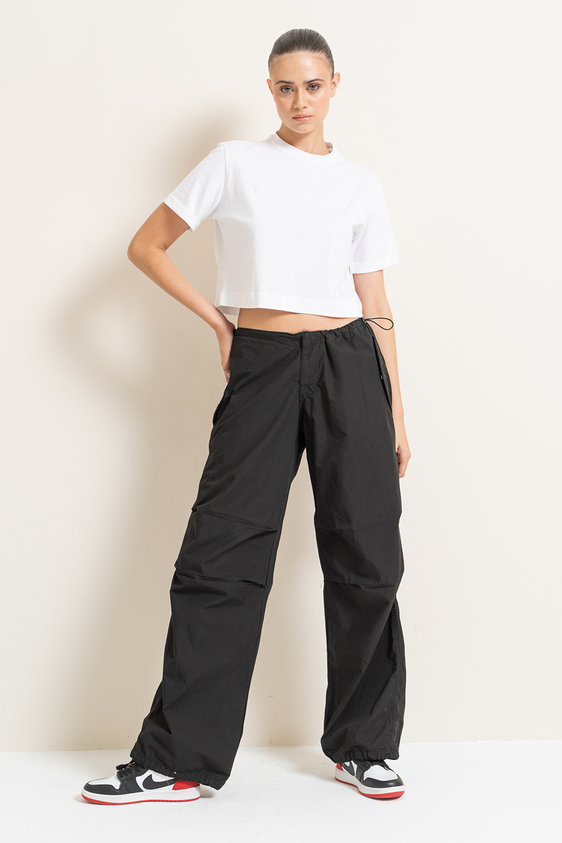 Black Waistband Pants with Cargo Pockets