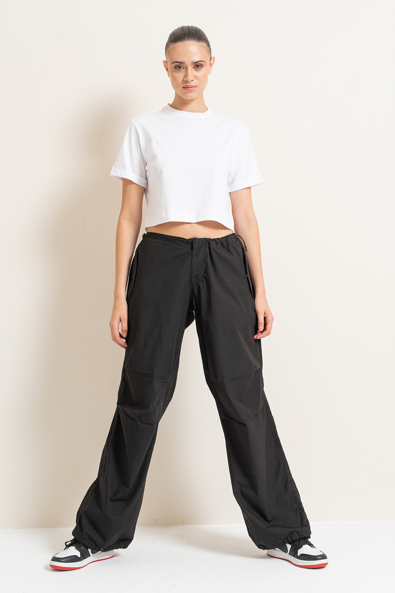 Black Waistband Pants with Cargo Pockets