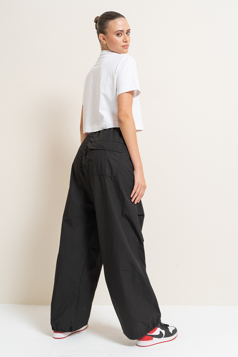 Black Waistband Pants with Cargo Pockets