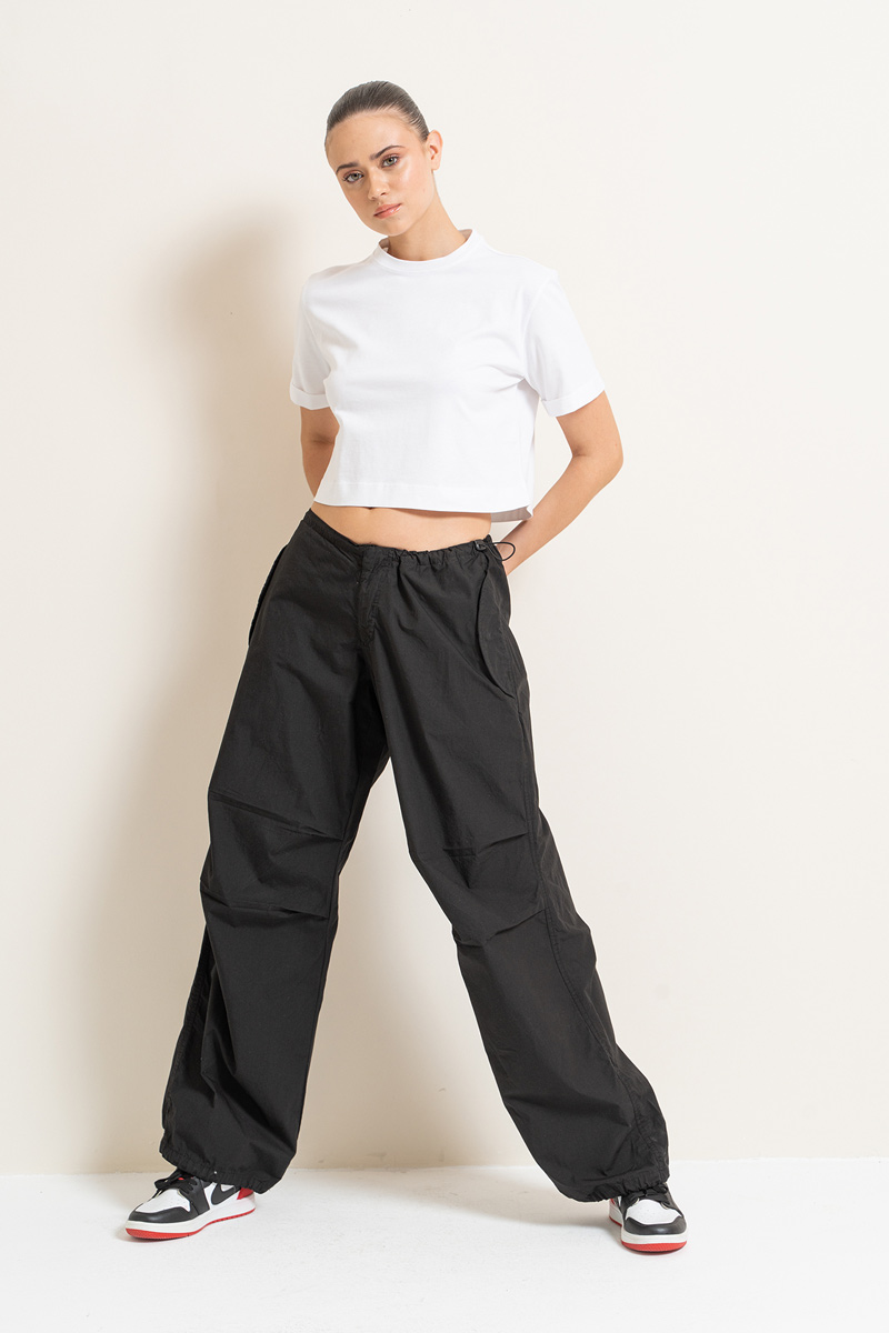 Black Waistband Pants with Cargo Pockets