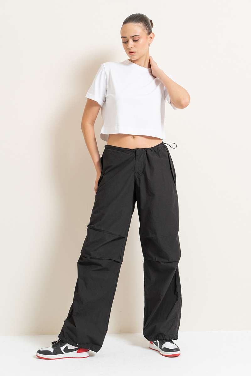 Black Waistband Pants with Cargo Pockets