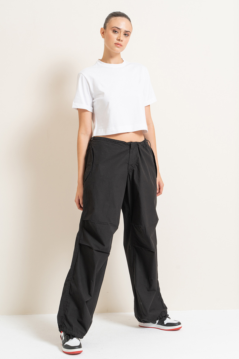 Black Waistband Pants with Cargo Pockets