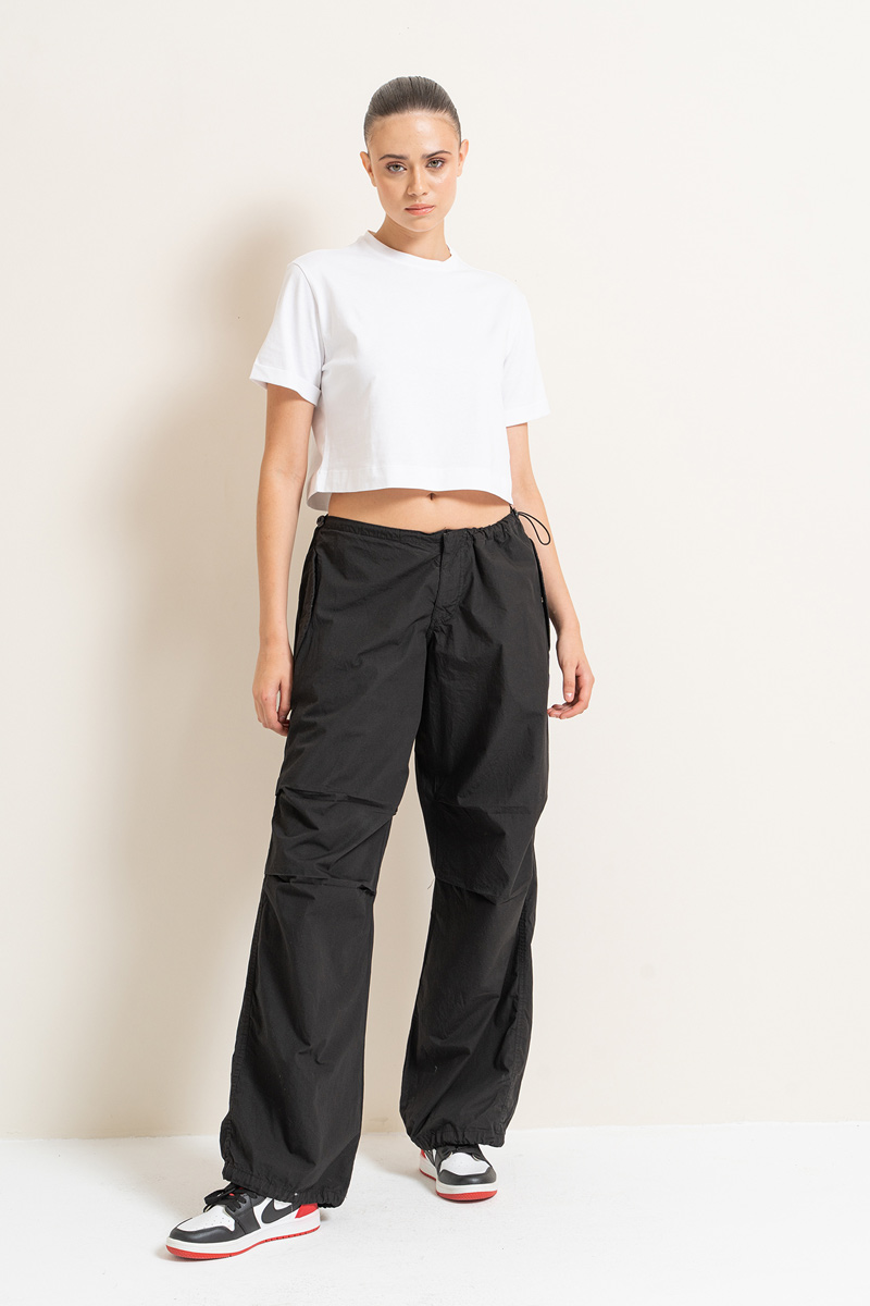 Black Waistband Pants with Cargo Pockets