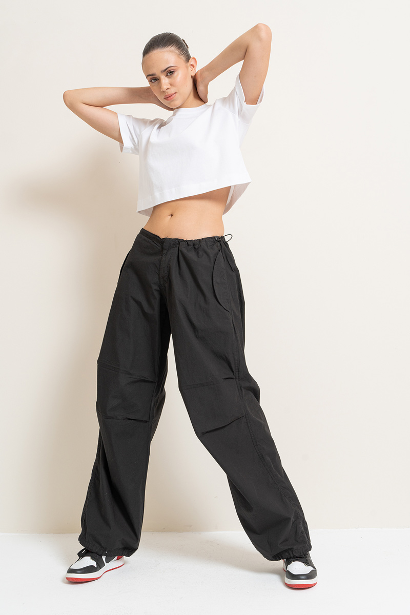 Black Waistband Pants with Cargo Pockets