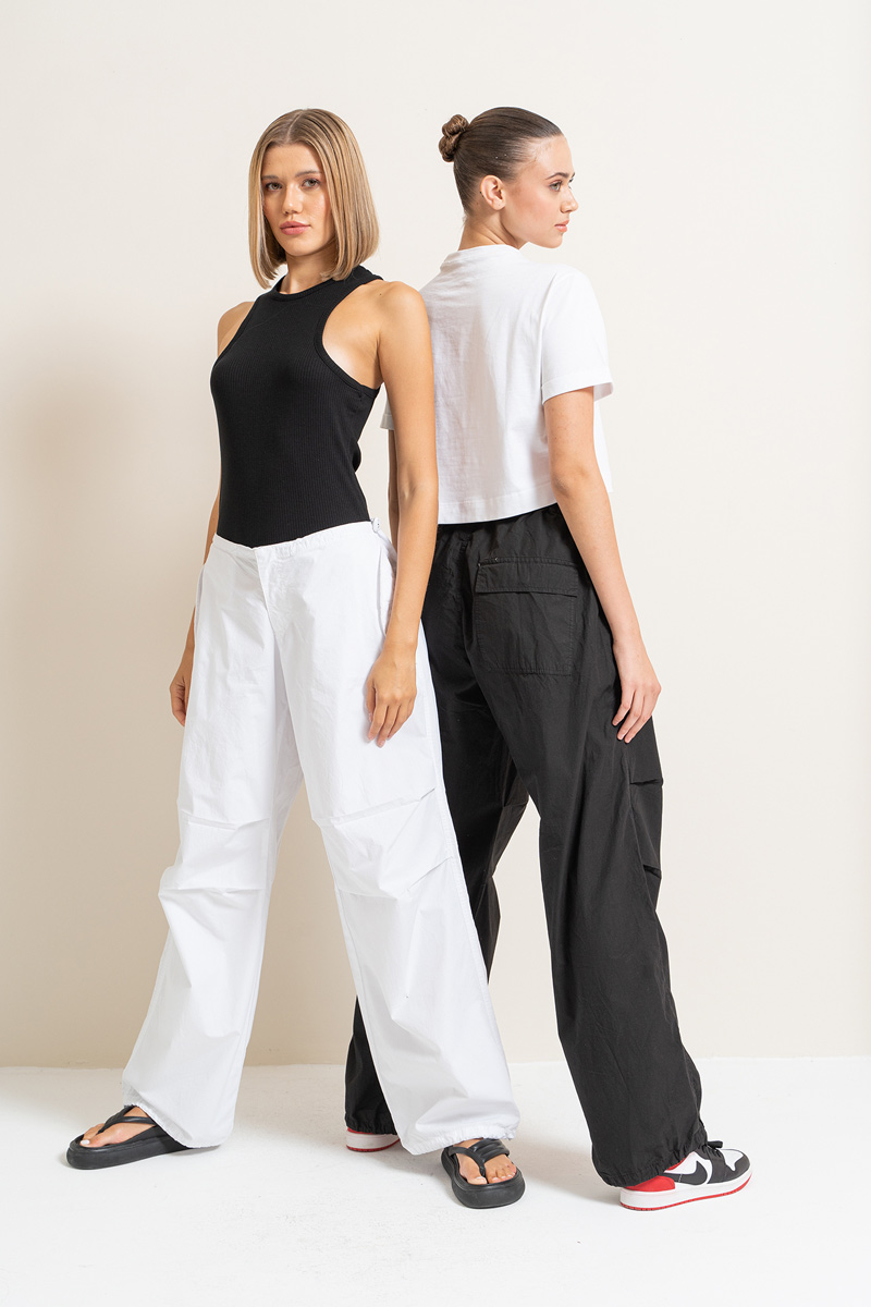 Black Waistband Pants with Cargo Pockets