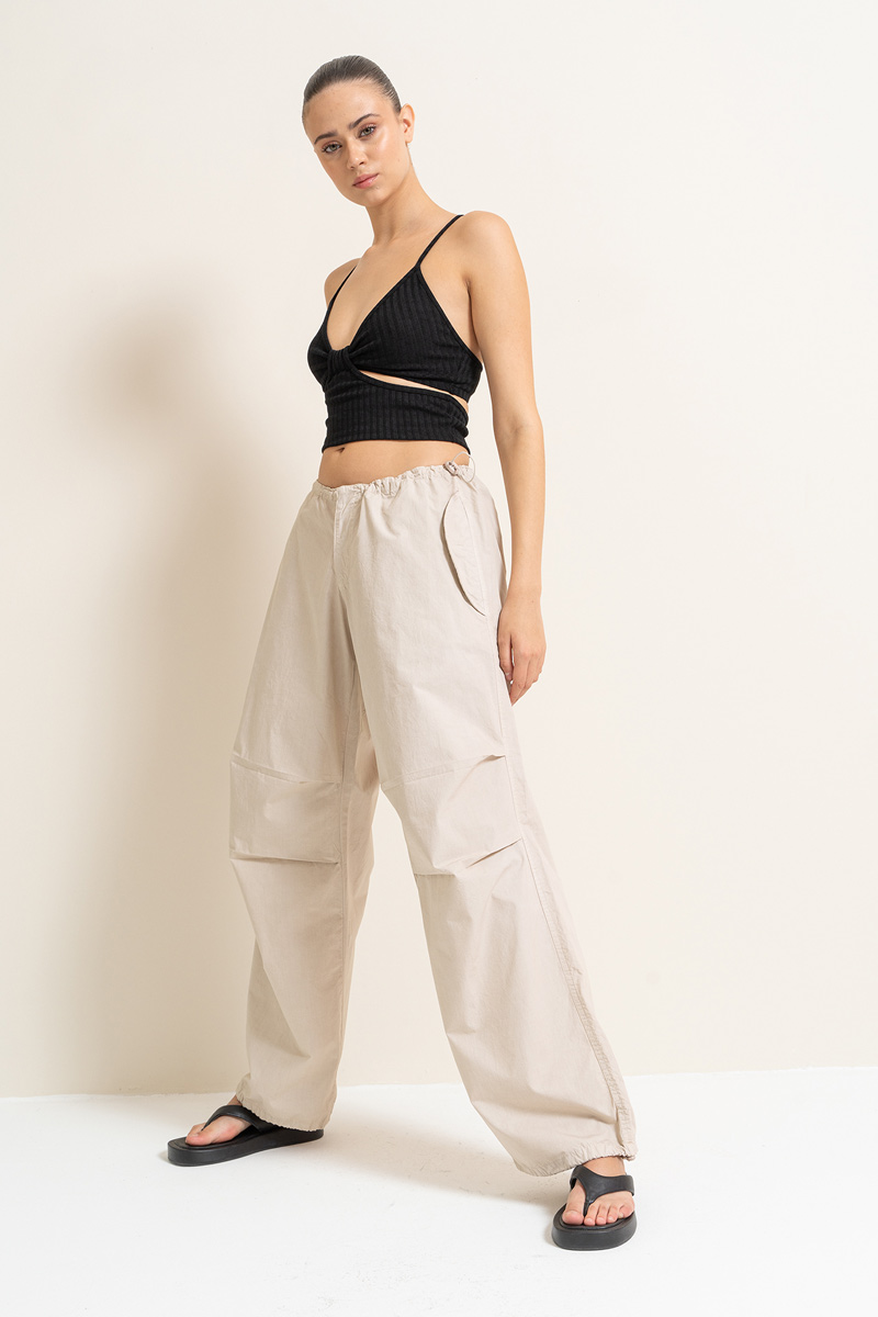 Brown Waistband Pants with Cargo Pockets