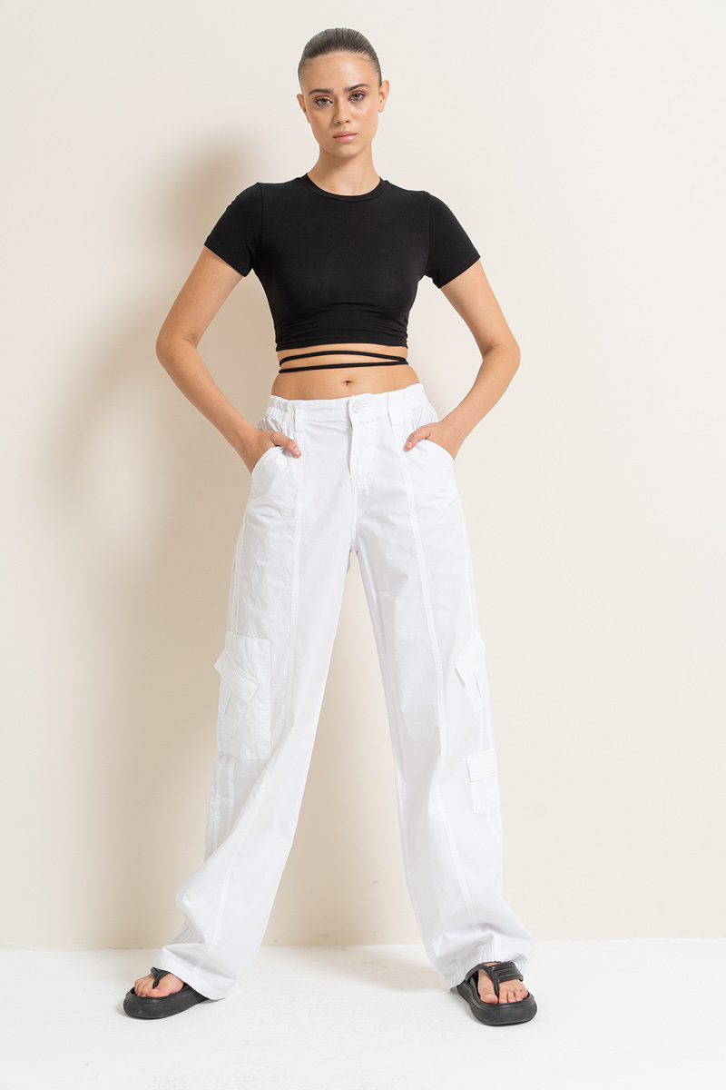 White Pants with Cargo Pockets