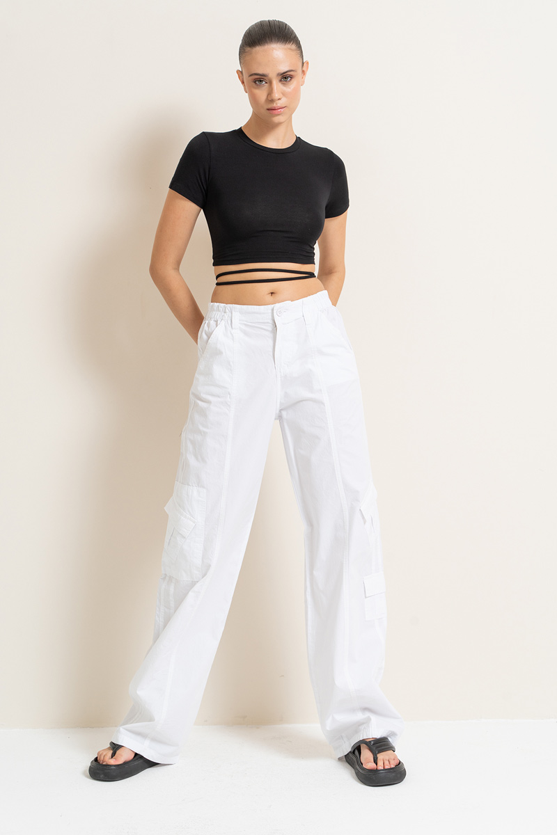 White Pants with Cargo Pockets