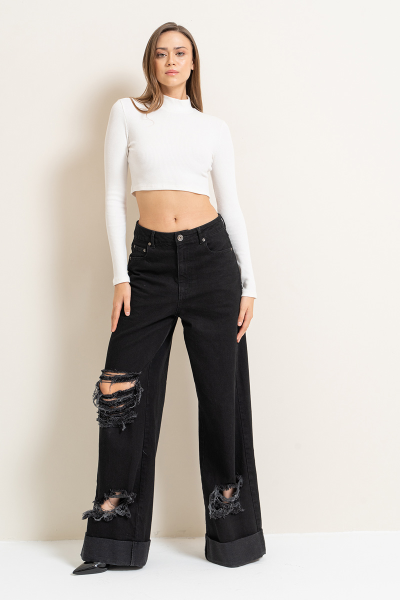 Black Ripped Loose Fit Jeans