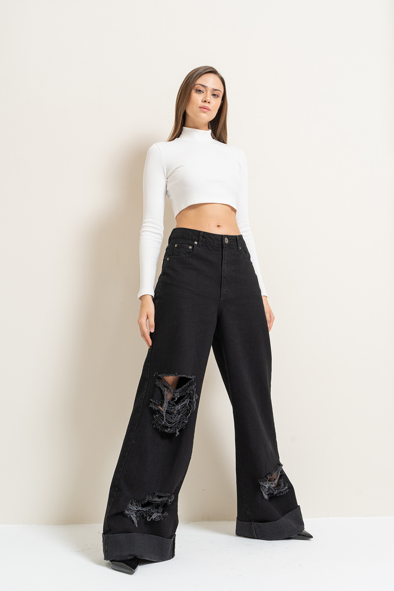 Black Ripped Loose Fit Jeans