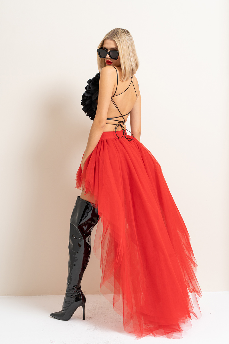 High Low Red Tulle Skirt