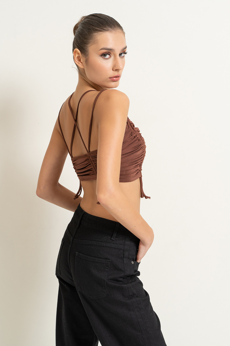 Wholesale WALNUT Ruched Crop Cami Top
