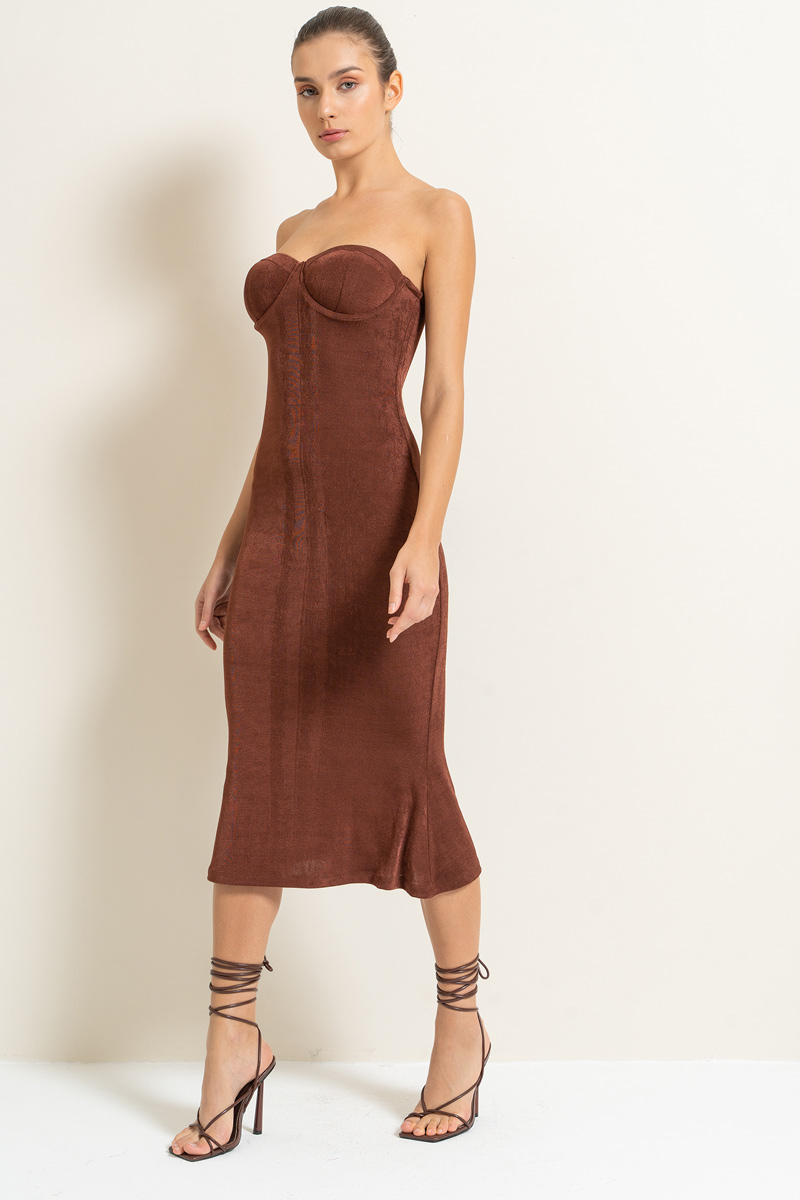 Wholesale WALNUT Tube Dress with Padded Cups