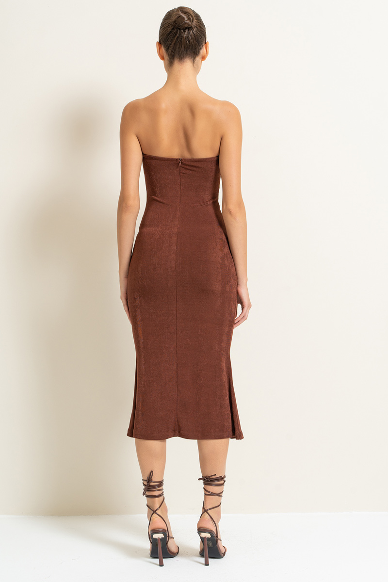 WALNUT Tube Dress with Padded Cups