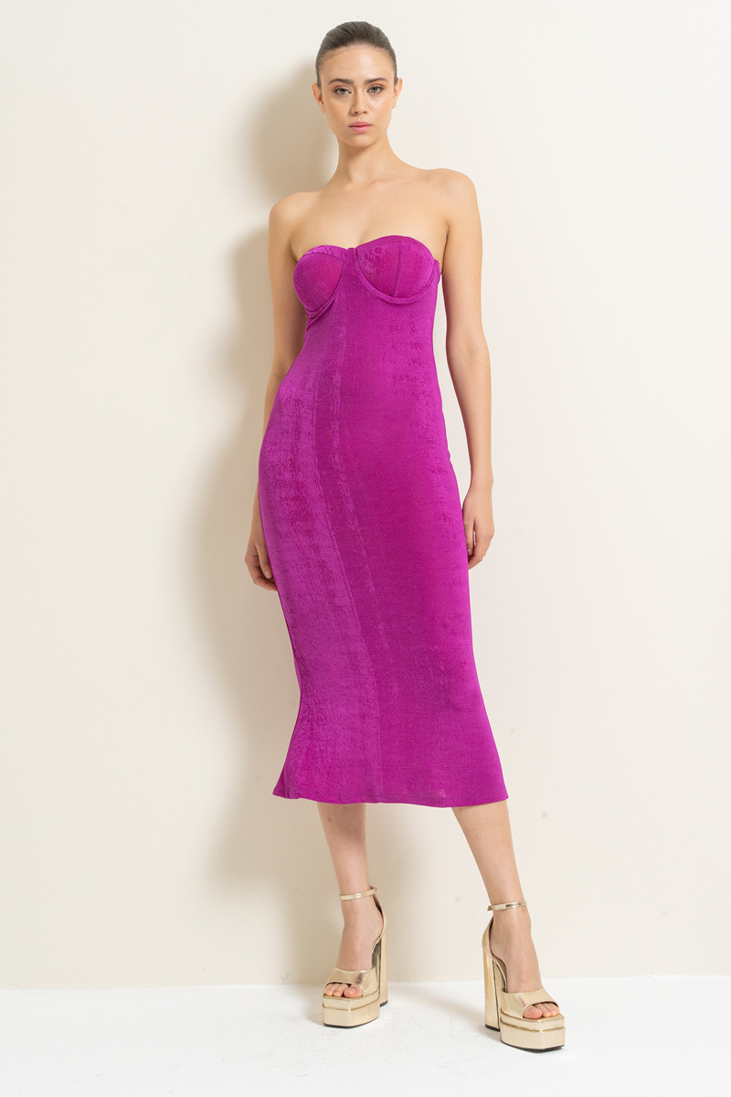Wholesale Magenta Tube Dress with Padded Cups