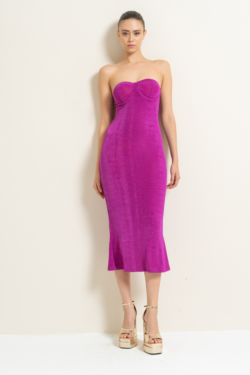 Magenta Tube Dress with Padded Cups