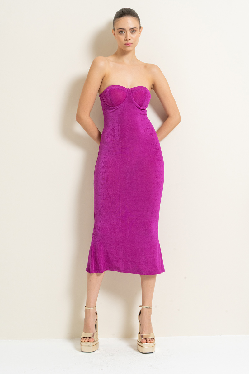 Magenta Tube Dress with Padded Cups