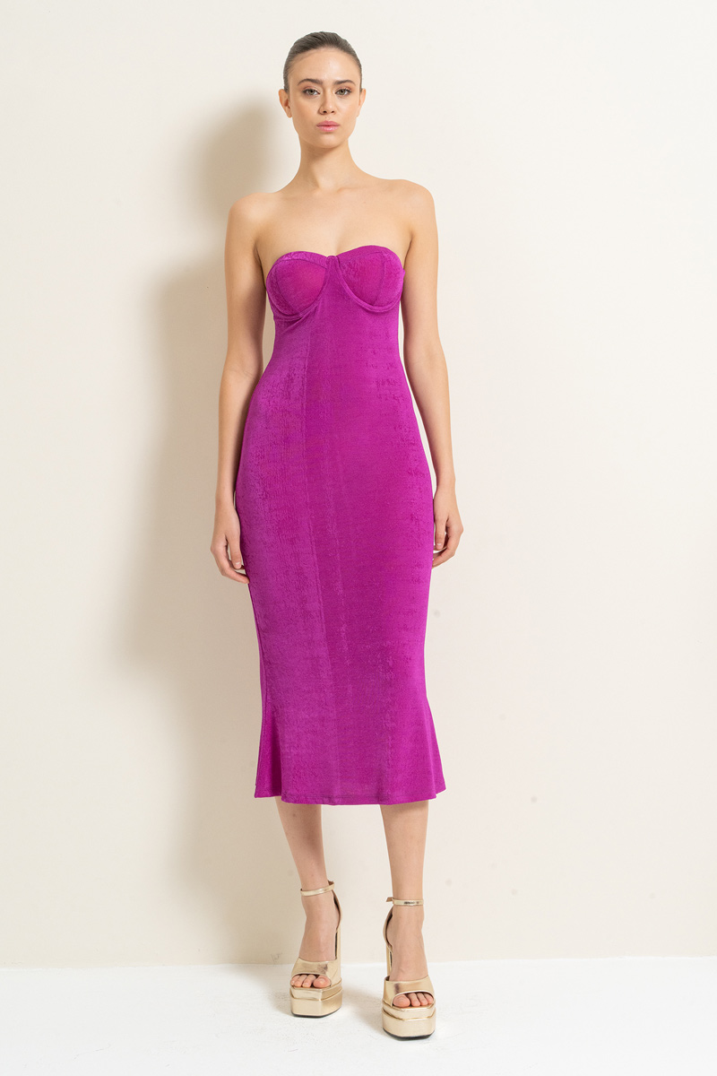 Magenta Tube Dress with Padded Cups