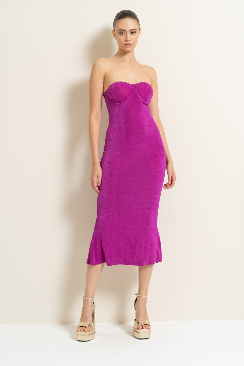 Wholesale Magenta Tube Dress with Padded Cups