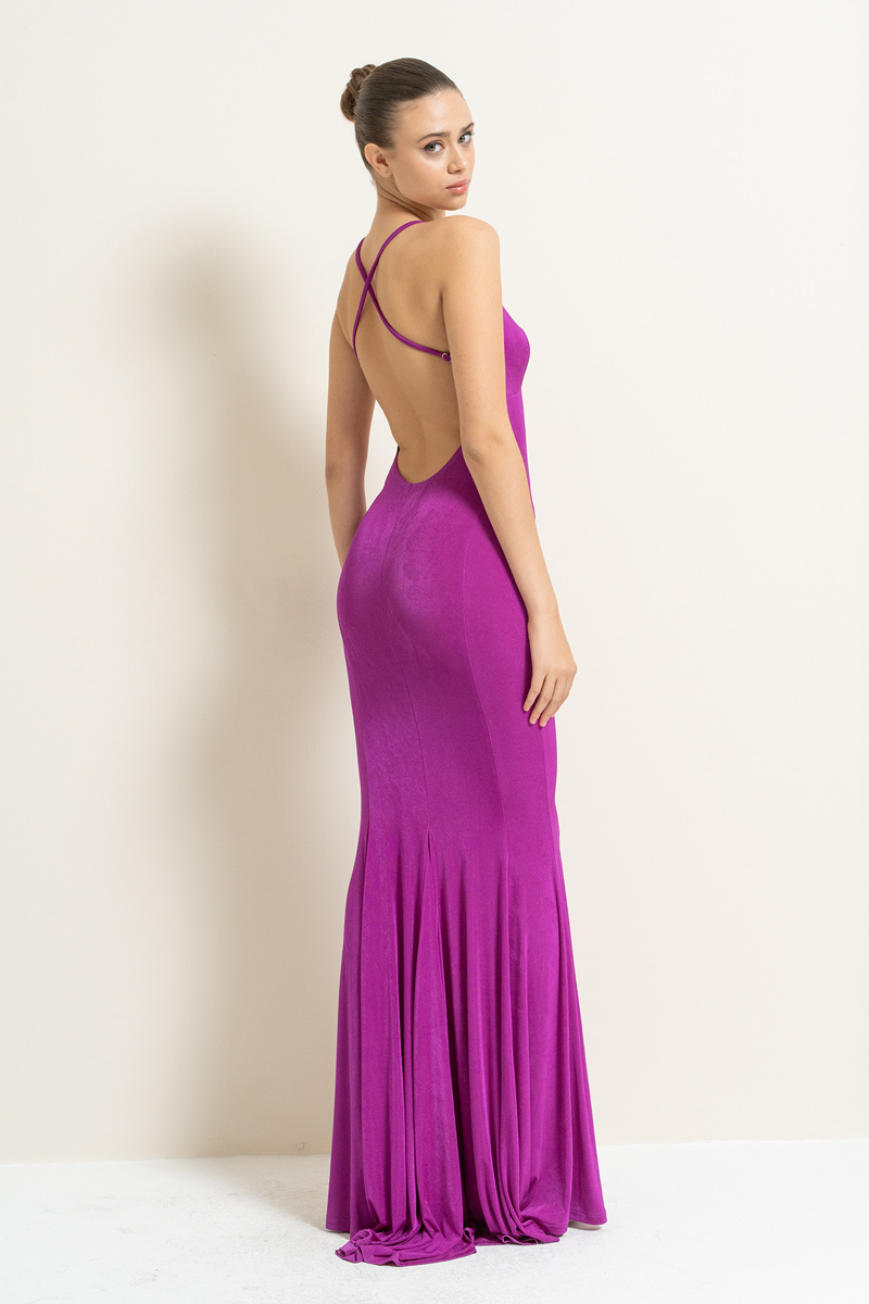 Wholesale Magenta Backless Cami Maxi Dress